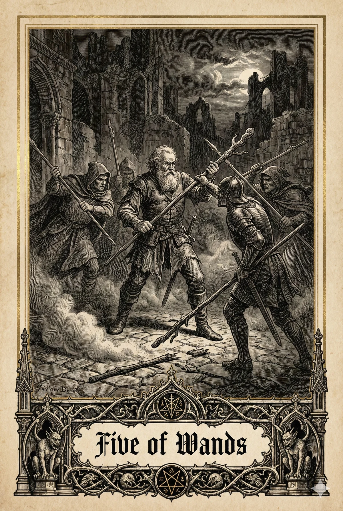 Five of Wands Tarot Card Meaning | Zen Divination